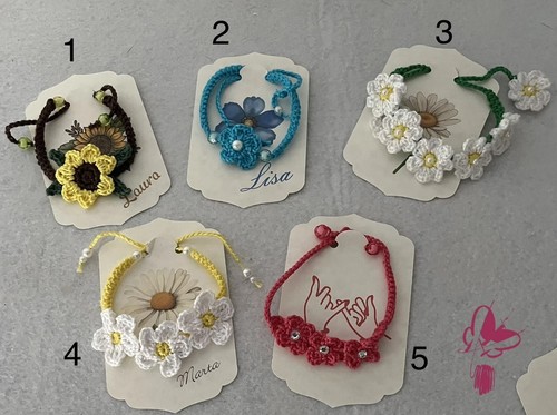 Braccialetto uncinetto fiori - uncinetto,