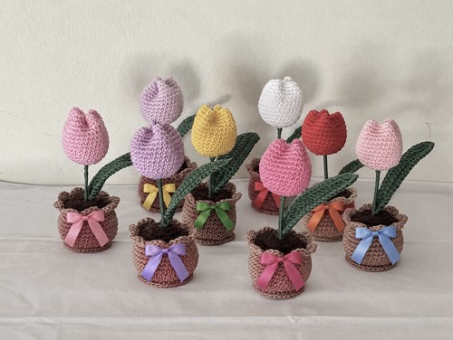 Tulipano uncinetto vasetto - uncinetto,